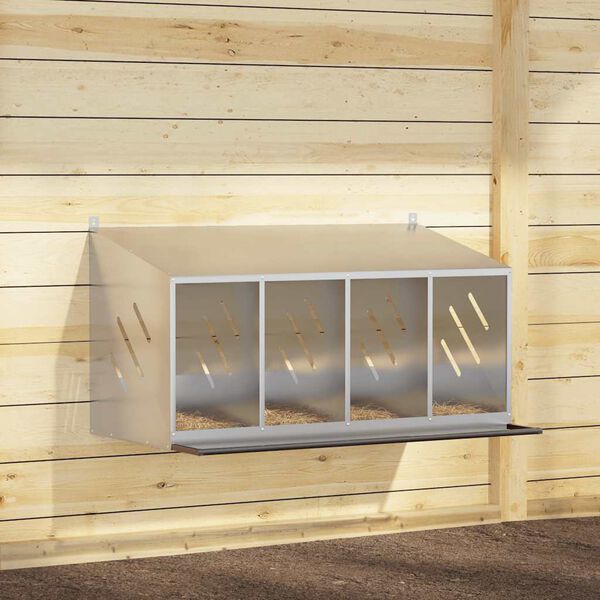 vidaXL vistu ligzdošanas kaste ar 4nodalījumiem cinkota sudraba metāla