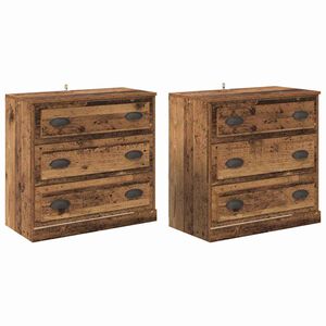 vidaXL Sānu skapji ar atvilktni 2 pcs Vecs koks 70 x 35,5 x 67,5 cm