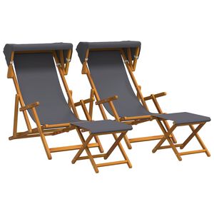 vidaXL Dīvāngalvs 4 pcs 3 Pozīcija Cieta eikalipta koksne Pelēka