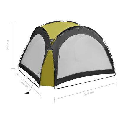 vidaXL svinību telts ar LED un 4 sānu sienām, 3,6x3,6x2,3 m, zaļa