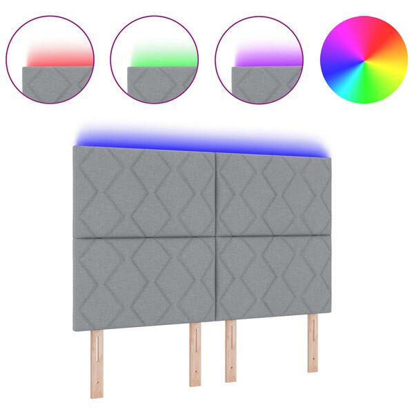vidaXL Galvgalis ar LED sloksnes lukturiem Gai&scaron;i pelēks 144 cm audums