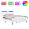 vidaXL Gultas rāmis ar LED sloksnēm Balts 120 x 190 cm Mākslīgā āda
