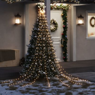 vidaXL Ziemassvētku eglītes gaismiņas, 320 LED, silti baltas, 375 cm