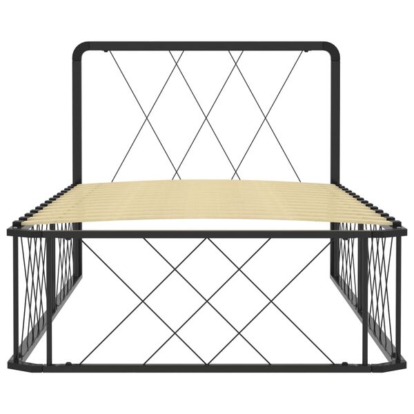 vidaXL gultas rāmis, melns metāls, 90x200 cm