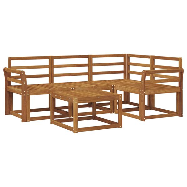 vidaXL Āra dīvānu komplekts 5 pcs Dabiska Cietā akācijas koks