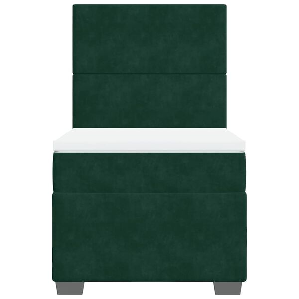 vidaXL atsperu gulta ar matraci, tum&scaron;i zaļ&scaron; samts, 80x200 cm