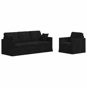 vidaXL Dīvānu komplekts 2 pcs Melna 198 x 78 x 80 cm Samts