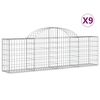 vidaXL arkveida gabiona grozi, 9 gb., 200x30x60/80 cm, cinkota dzelzs