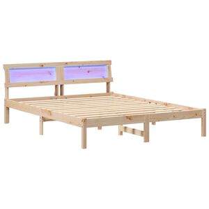 vidaXL Gultas rāmis Brūna 150 x 200 cm Ciets priedes koks