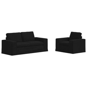 vidaXL Dīvānu komplekts 2 pcs Melna 182 x 80 x 82 cm audums
