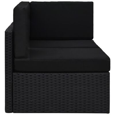 vidaXL moduļu dīvāns, divvietīgs, melna PE rotangpalma