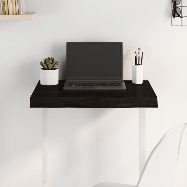 vidaXL galda virsma, tumši brūna, 60x50x(2-6) cm, ozola masīvkoks