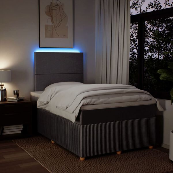 vidaXL atsperu gultas rāmis ar matraci, pelēkbrūns, 120x200 cm, audums