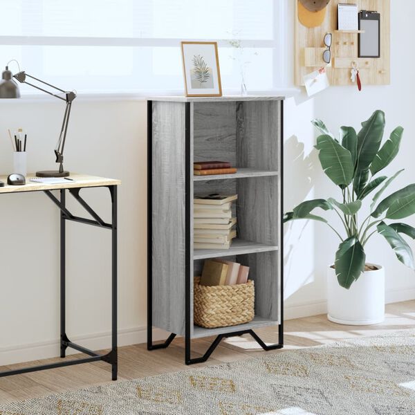 vidaXL grāmatplaukts, pelēka koka, 50x31x106 cm, inženierijas koks