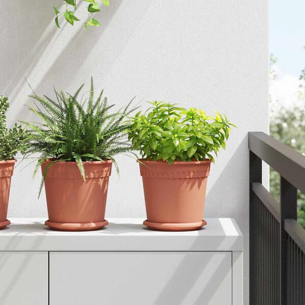 vidaXL Apaļais puķu pods 24 pcs Ķieģeļu sarkans &Oslash; 19 x 16 cm Plastmasa