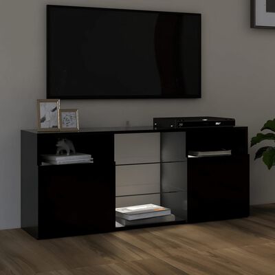 vidaXL TV galdiņš ar LED lampiņām, melns, 120x30x50 cm