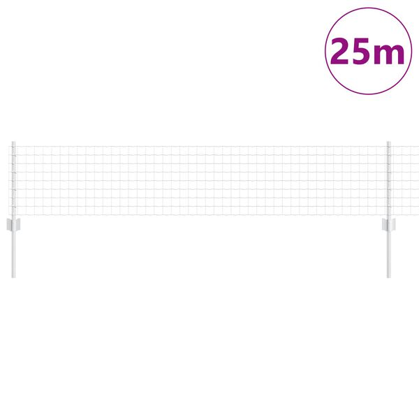 vidaXL Žogs ar stabu Sudraba 0,4 x 25 m Tērauds