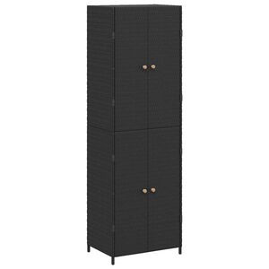 vidaXL dārza skapis, melns, 59x40x180 cm, PE rotangpalma