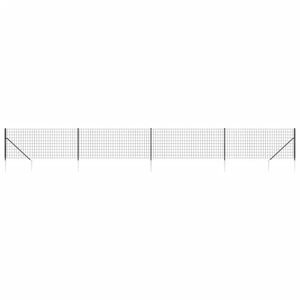 vidaXL stiepļu žogs ar zemes mietiņiem, antracītpelēks, 0,8x10 m