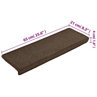 vidaXL kāpņu paklāji, 15 gab., 65x21x4 cm, brūni