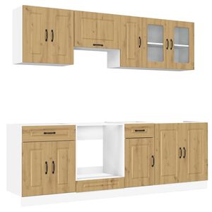 vidaXL 8-daļīgs virtuves skapītis komplekts, Kalmar, koka krāsā
