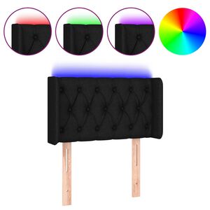 vidaXL gultas galvgalis ar LED, 83x16x78/88 cm, melns audums