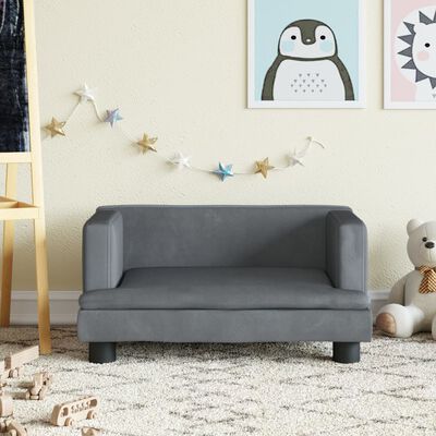 vidaXL bērnu dīvāns, tumši pelēks, 60x40x30 cm, samts