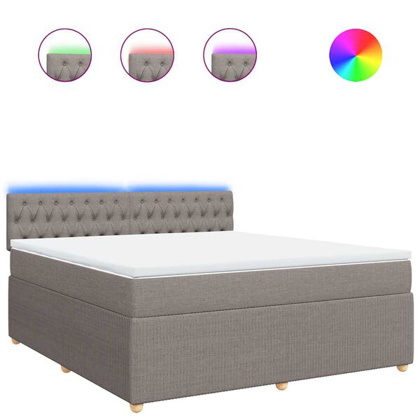 vidaXL atsperu gulta ar matraci, pelēkbrūns, 180x200 cm, audums