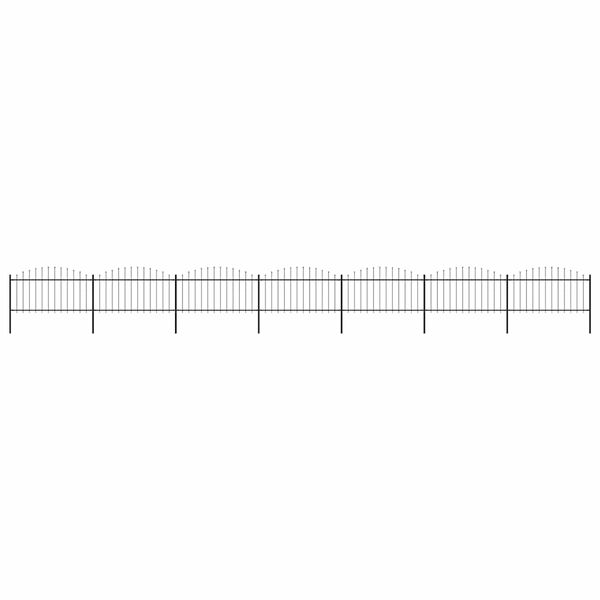 vidaXL dārza žogs ar &scaron;ķēpu galiem, tērauds, 1248x150 cm, melns