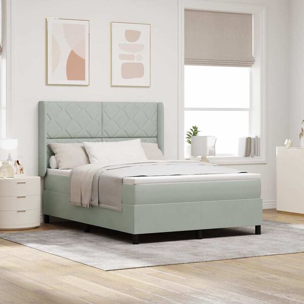 vidaXL Kastītes atsperu gulta Gai&scaron;i pelēks 160 x 200 cm Samts