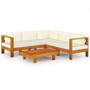 vidaXL 6 daļu dārza atpūtas mēbeļu komplekts ar spilveniem, 100x60 cm, akācijas koks