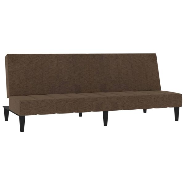vidaXL 2-vietīga dīvāngulta ar soliņu, brūns mikro&scaron;ķiedras audums