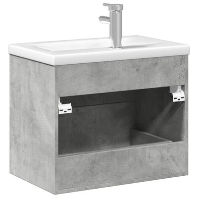 vidaXL vannasistabas skapītis ar iebūvētu izlietni, betona pelēks