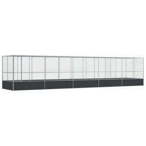 vidaXL putnu māja, sudraba krāsa, 1039x207x212 cm, tērauds
