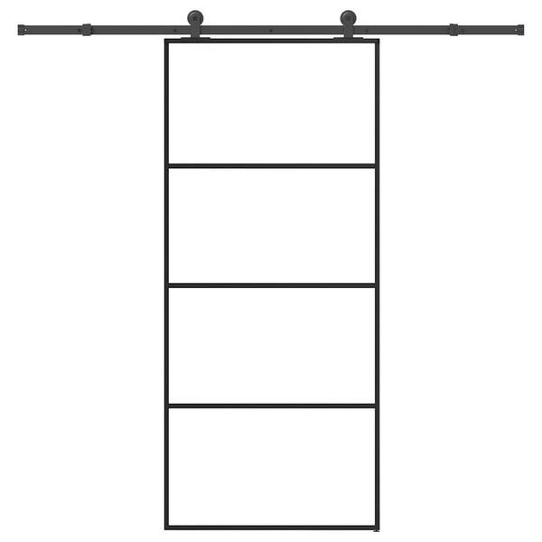 vidaXL bīdāmās durvis ar stiprinājumiem, stikls, alumīnijs, 90x205 cm