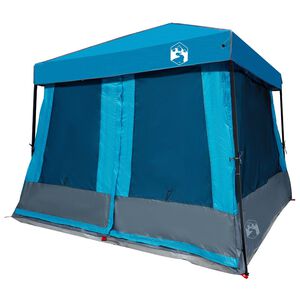 vidaXL Kempinga Tel&scaron;u Komplekts ar jumtu 2 pcs Zila Tafetāns un Audums
