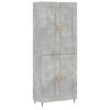 vidaXL augstais skapis, pelēks, 69,5x34x180 cm, inženierijas koks