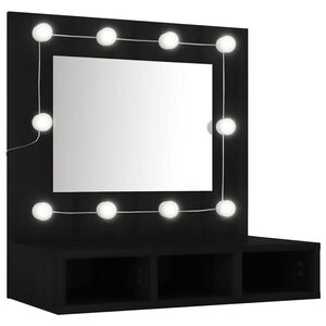 vidaXL spoguļskapītis ar LED, melns, 60x31,5x62 cm
