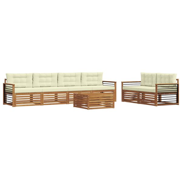 vidaXL Āra dīvānu komplekts ar spilvenu 7 pcs Dabisks un krējuma