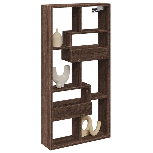 vidaXL sienas skapītis, brūna ozola, 50x15x100 cm, inženierijas koks