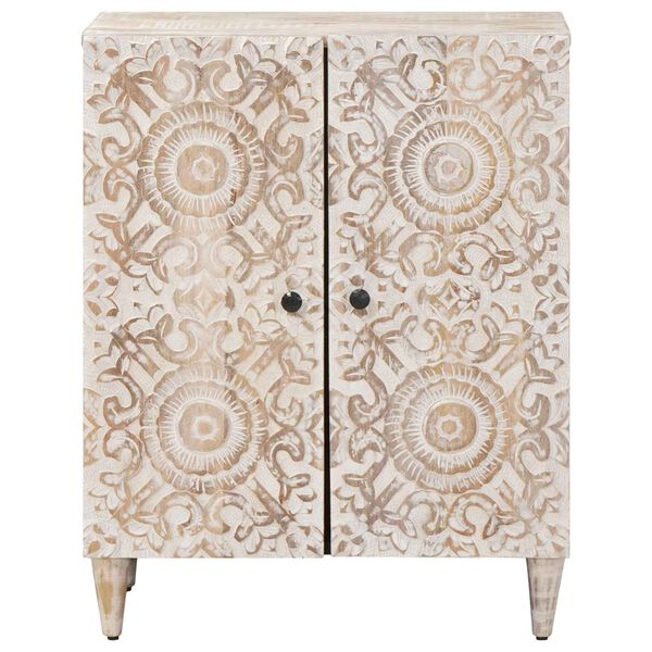 vidaXL Uzglabā&scaron;anas bufets Balts 60 x 33,5 x 75 cm Cieta mango koksne