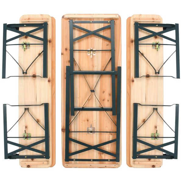 vidaXL saliekams alus galds ar 2 soliem, 118 cm, egles koks