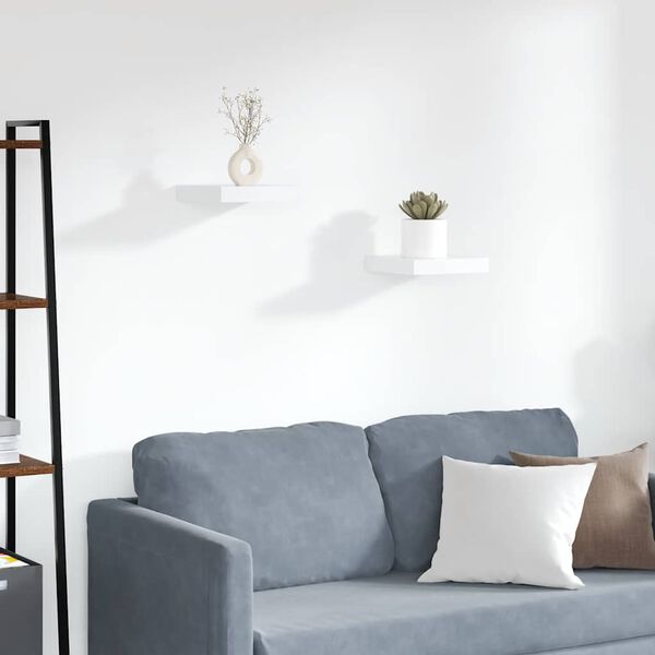 vidaXL sienas plaukti, 2 gab., balti, 23x23,5x3,8 cm, MDF