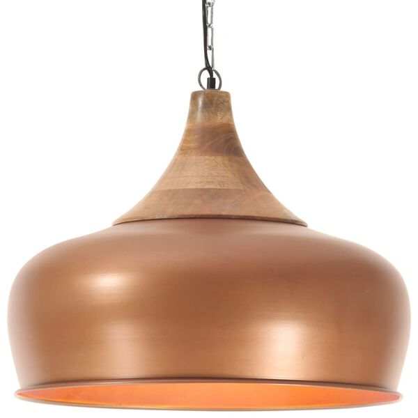 vidaXL griestu lampa, industriāla, vara krāsa, dzelzs, koks, 45cm, E27