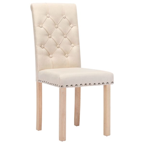 vidaXL virtuves krēsli, 2 gab., krēmkrāsas audums