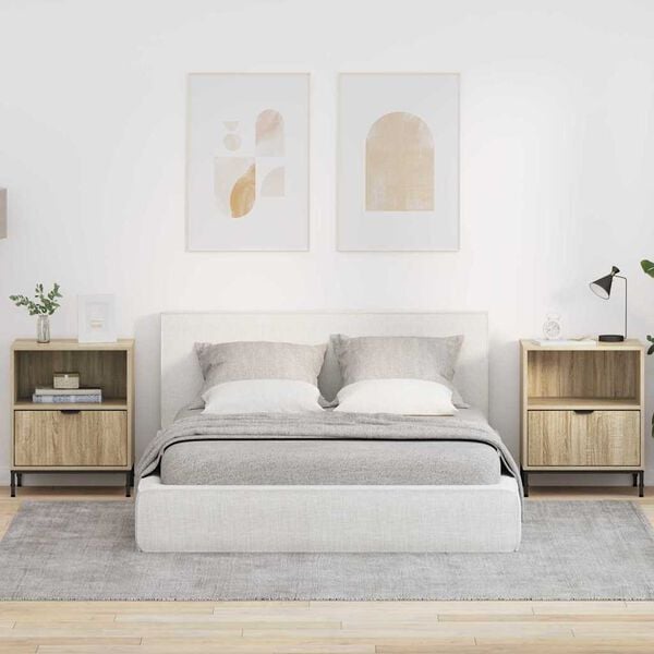 vidaXL Nakts skapītis ar atvilktni 2 pcs Sonomas ozola 49 x 36 x 61 cm