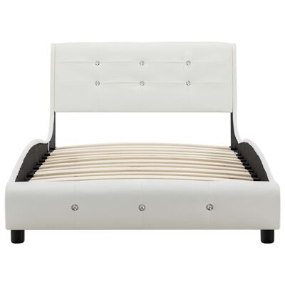vidaXL gulta ar matraci, balta, 90x200 cm, mākslīgā āda