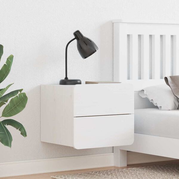 vidaXL Naktsgaldiņ&scaron; 2 pcs Balts 39 x 34 x 33 cm Priedes masīvkoks