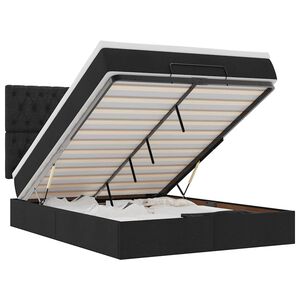 vidaXL Osmaņu gulta ar matraci & LEDs, melns, 140x190 cm, audums