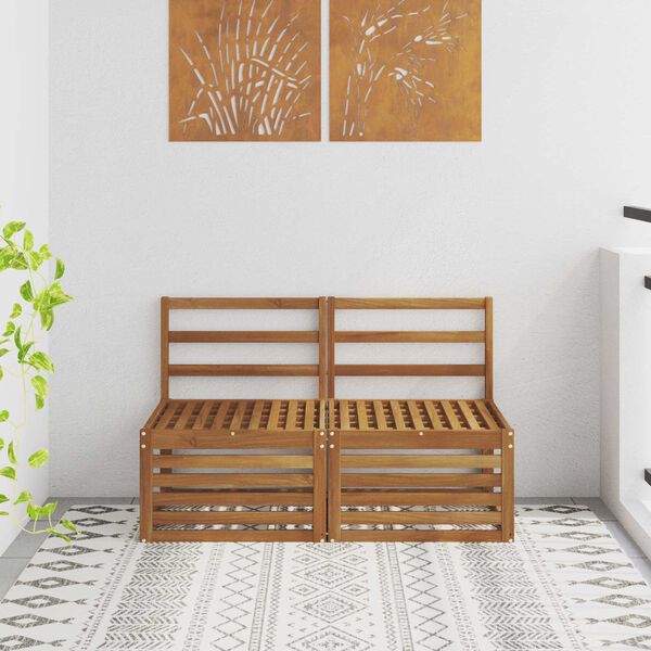 vidaXL 2 Gabals Āra vidējā dīvāns Cietā akācijas koks Dabiska